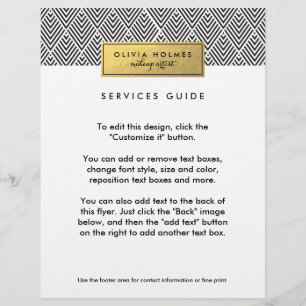 Flyer Patrón Chevron de Relieve metalizado Black & Gold