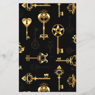 Flyer Patrón continuo con llaves doradas