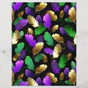 Flyer Patrón continuo con plumas de Mardi Gras