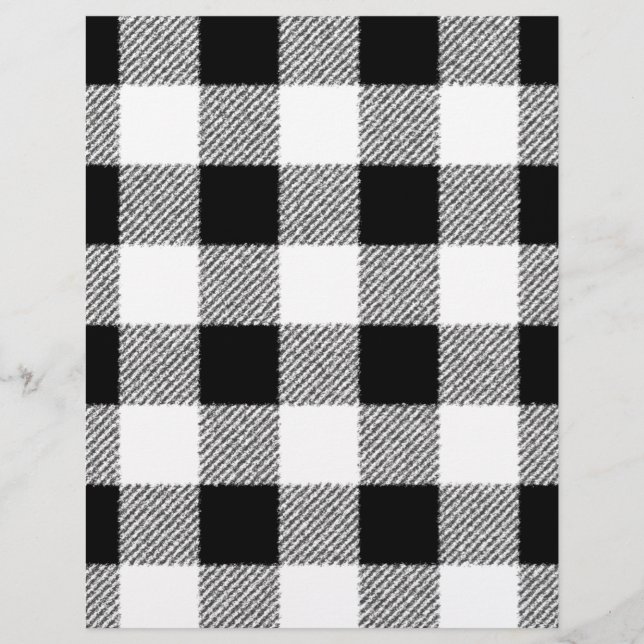 Flyer Patrón de comprobación de Gingham blanco y negro (Frente)