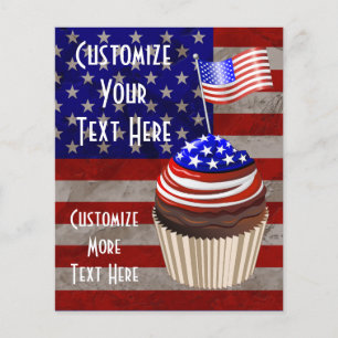 Flyer Patrón de Cupcakes de Bandera de Estados Unidos