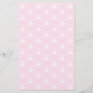 Flyer Patrón de damasco rosa pálido con blanco.
