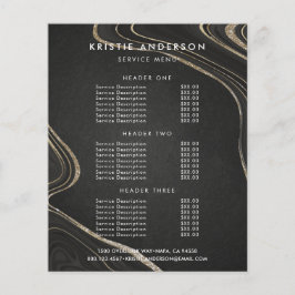 Flyer Patrón de fluido dorado negro polvoriento Precios
