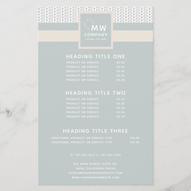 Flyer Patrón de punto moderno hecho mano profesional (Frente)