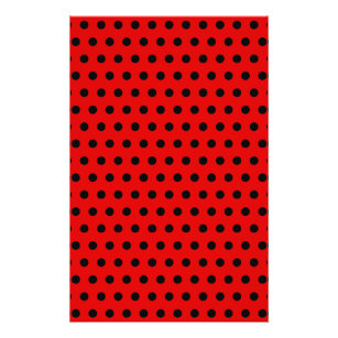 Flyer Patrón de puntos de polka rojo y negro. Delicioso.