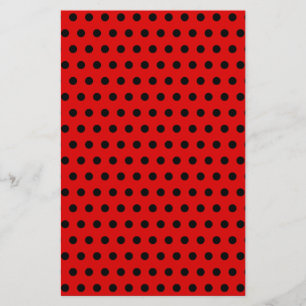 Flyer Patrón de puntos de polka rojo y negro. Delicioso.