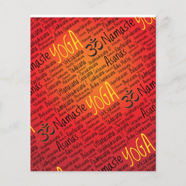 Flyer Patrón de símbolos Om de Red Hot Yoga Lover (Frente)
