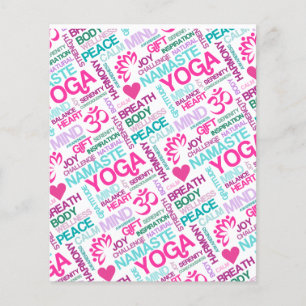 Flyer Patrón de YOGA rosado de Namaste, Peace and Harmon