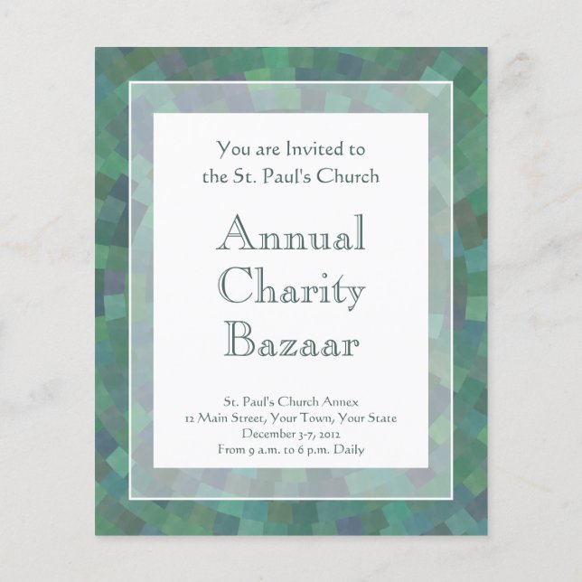 Flyer Patrón geométrico verde malachita elegante (Atrás)