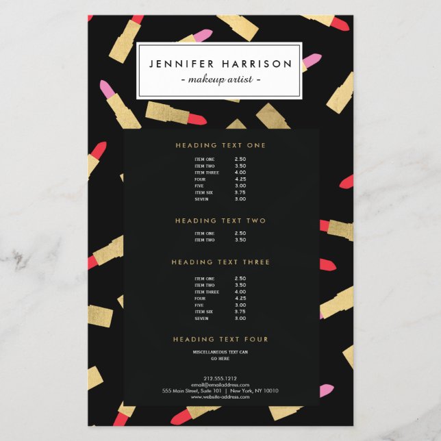 Flyer Patrón lujoso de lápiz labial en artista de maquil (Frente)