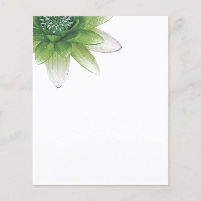 Flyer Paz l Hermosa Flor Verde Lotus/Lirio de Agua (Frente)