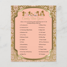 Flyer Peach and Gold Damask Teddy Bears - Candy Bar
