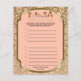 Flyer Peach and Gold Damask Teddy Bears - Juego