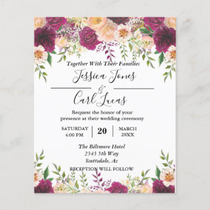 Flyer Peach Floral Burgundy Watercolor otoño Presupuesto