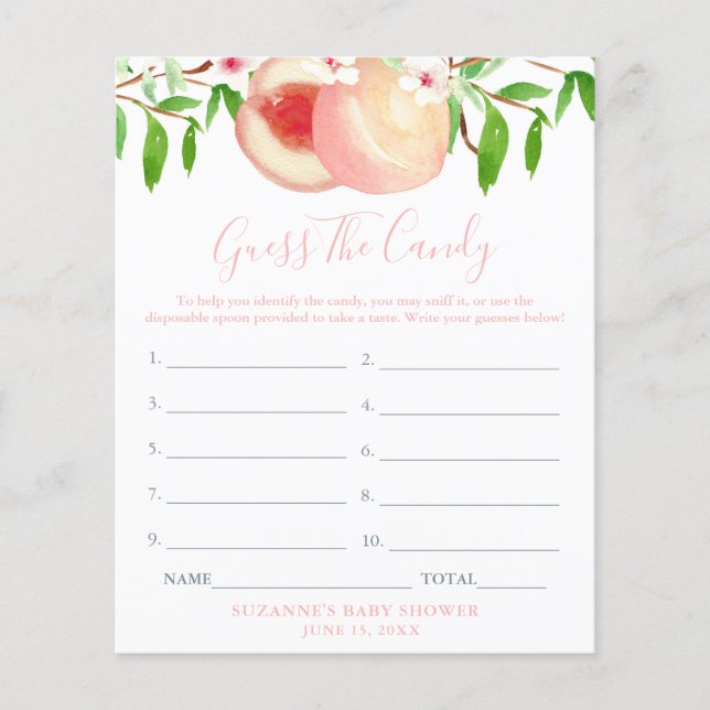 Flyer Peaches Sniff La Tarjeta De Juego Baby Shower De C (Frente)
