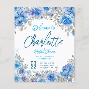 Flyer Pedes de Ducha Nupcial Floral de Acuarela Pintada 