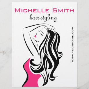 Flyer Peinado de moda para chica femenino negro y rosa