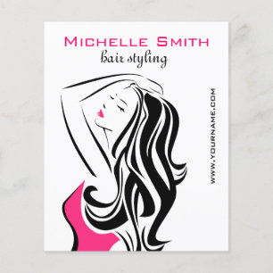 Flyer Peinado de moda para chica femenino negro y rosa