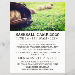 Flyer Pelotas de béisbol en el campo, viajero publicitar