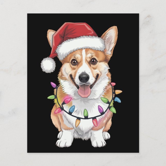 Flyer Pembroke Welsh Corgi Santa Christmas Tree Lights (Frente)