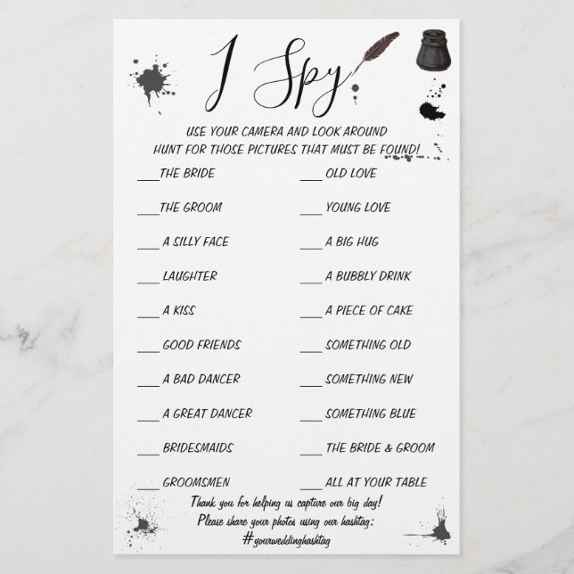 Flyer Pen & Inkwell | Tarjeta de juego espía de la recep (Frente)