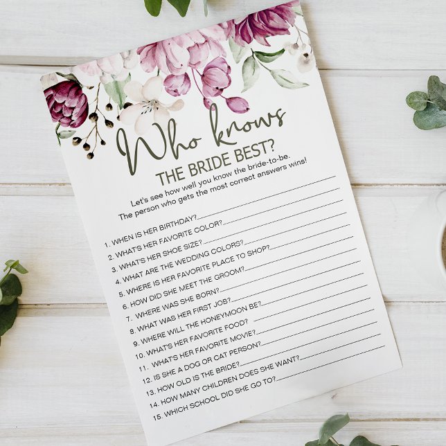 Flyer Peonies Pink Floral Game quien mejor conoce a la n (Subido por el creador)