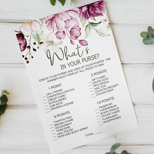 Flyer Peonies Pink Floral Game Whats In Your Purse (Subido por el creador)