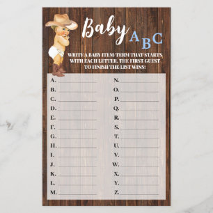 Flyer Pequeña bebé bebé bebé ABC Tarjeta de Baby Shower