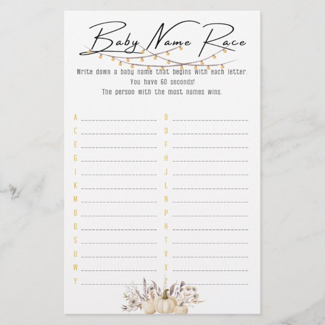 Flyer Pequeña Calabaza está en camino Fiesta de Baby Sho (Frente)