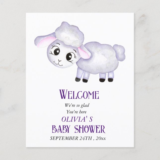 Flyer Pequeña oveja de cordero Baby Shower (Frente)