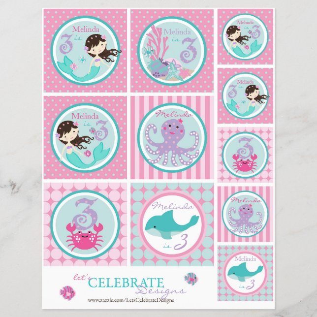 Flyer Pequeña plantilla de topper de sirena Bru3 (Frente)