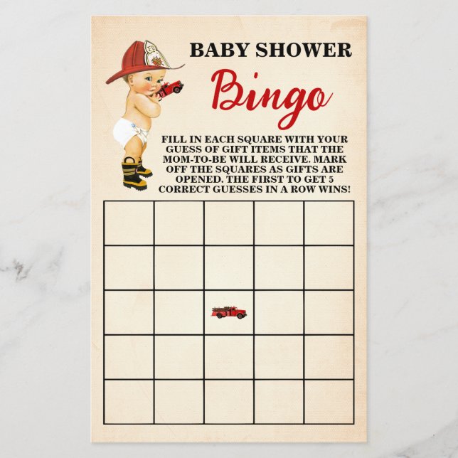 Flyer Pequeña tarjeta de juego de bingo Baby Shower para (Frente)
