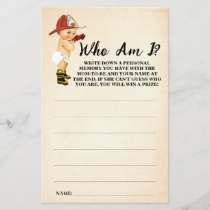Flyer Pequeño bombero que soy la tarjeta de juego de Bab