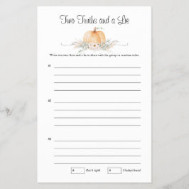 Flyer Pequeño juego de calabaza Baby Shower dos verdades