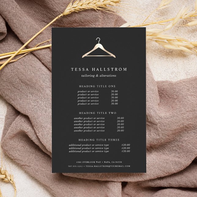 Flyer Percha de ropa de oro falso | Precios y servicios (Subido por el creador)
