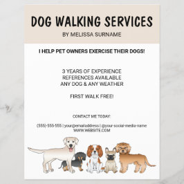 Flyer Perritos de Dibujos Animados Lindos - Servicios de