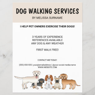 Flyer Perritos de Dibujos Animados Lindos - Servicios de