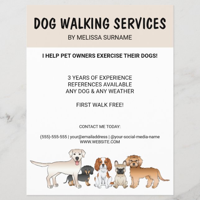 Flyer Perritos de Dibujos Animados Lindos - Servicios de (Frente)