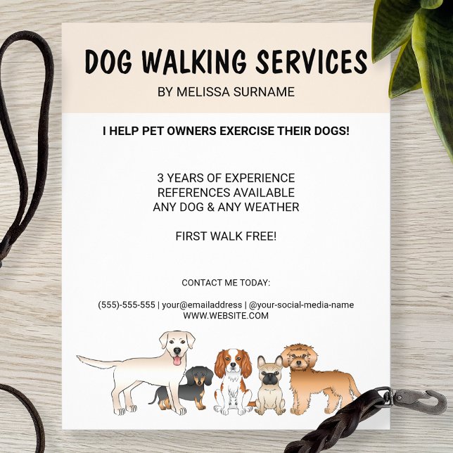 Flyer Perritos de Dibujos Animados Lindos - Servicios de (Subido por el creador)