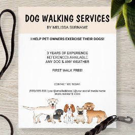 Flyer Perritos de Dibujos Animados - Servicios de Paseo 