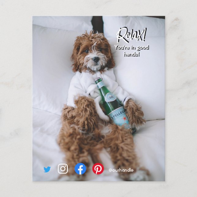 Flyer perro de la cama de relajación de la postal inmobi (Frente)