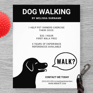 Flyer Perro diciendo ¿Paseo? - Paseador de Perros Negro 