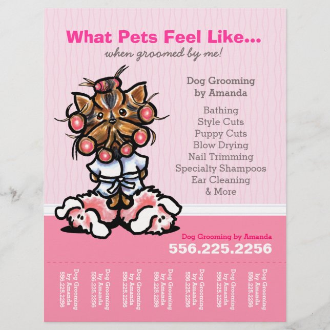 Flyer Perro Groomer Ad Spa Yorkie Tear Sheet (Frente)