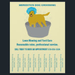 Flyer Perro Grooming Empresarios Perros Groing Tear Titi<br><div class="desc">Promociona tu negocio de preparación de perros con este folleto que incluye tiras rotas con tu nombre de negocio y número de teléfono. Con su lindo ilustracion de un perro usando un gorro de ducha azul en una metalizado bañera de lavado, este folleto de marketing es perfecto para criadores de...</div>