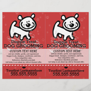 Flyer Perro Grooming. Mascota Groomer.2 por 1.Personaliz