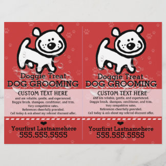 Flyer Perro Grooming. Mascota Groomer.2 por 1.Personaliz