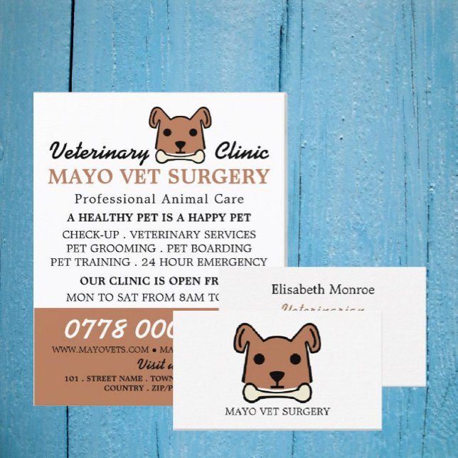 Flyer Perro marrón, veterinario, servicio veterinario (Subido por el creador)