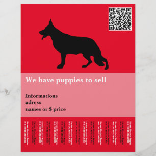 Flyer Perro pastor alemán rojo negro minimal personaliza