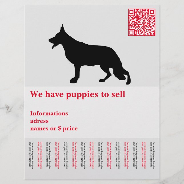 Flyer Perro pastor minimal personalizado (Frente)