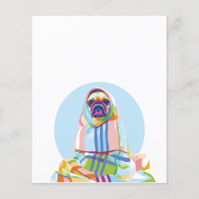 Flyer Perro Pug Lindo Colorido En Manta (Frente)